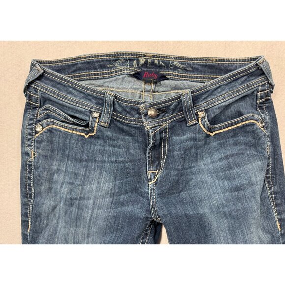 Ariat Ruby Boot Cut Jeans Thick Stitching Medium Wash Western Women's 30R FLAW - Picture 3 of 8